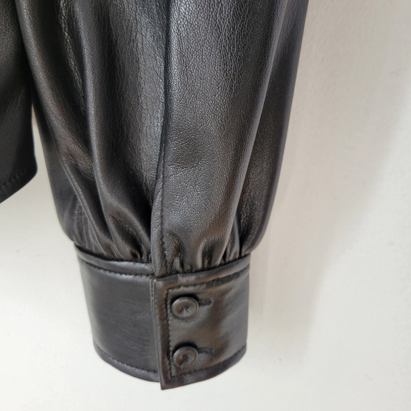 Aritzia Wilfred Mila Vegan Leather Blouse-Black - Picture 7 of 10